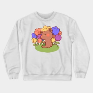 Bear butt with tulips Crewneck Sweatshirt